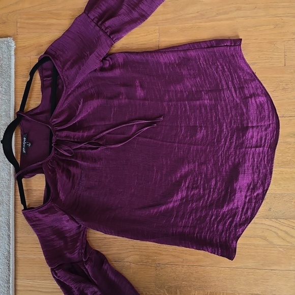 SAM AND JESS BRAND WOMEN'S JUNIOR BURGUNDY COLD SHOULDER TOP SIZE SMALL - Picture 16 of 16